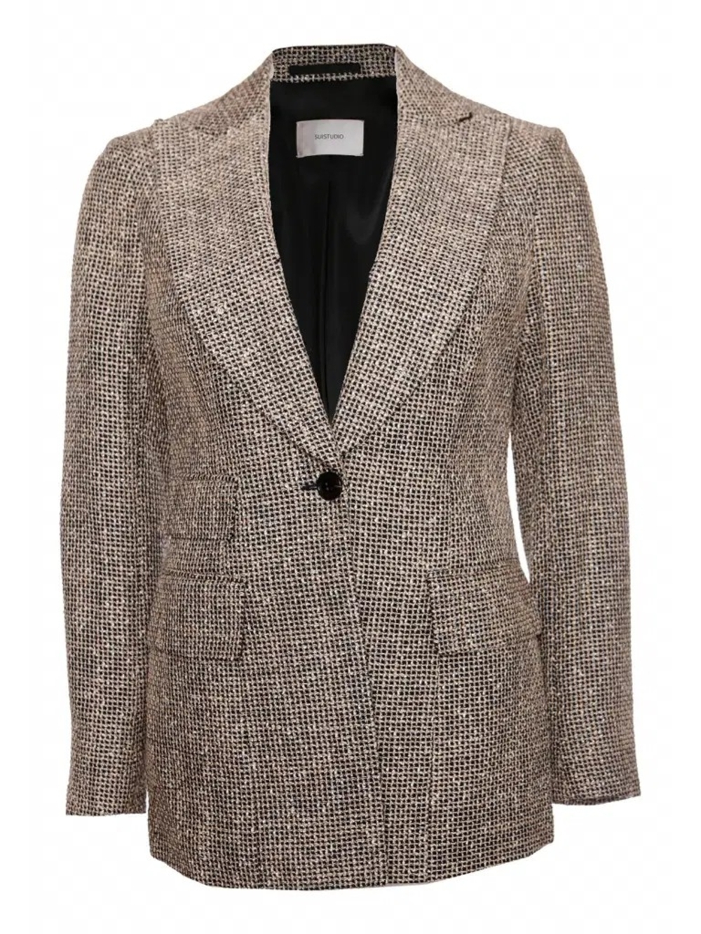 Suistudio Taupe Tweed Single-Button Blazer